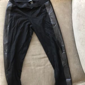 Express Black Leggings with leather trim.